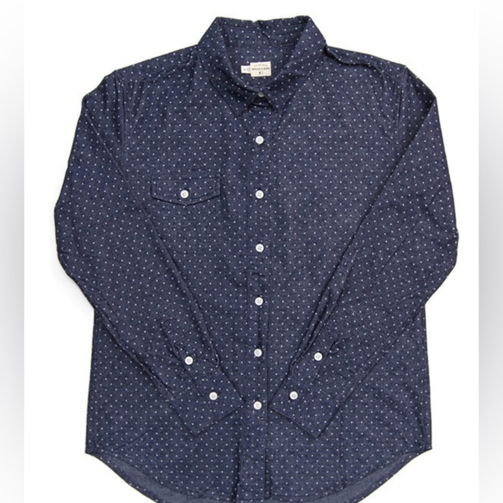Bridge & Burn Women’s Ash Button Up in Polka Dot, Navy | Size M